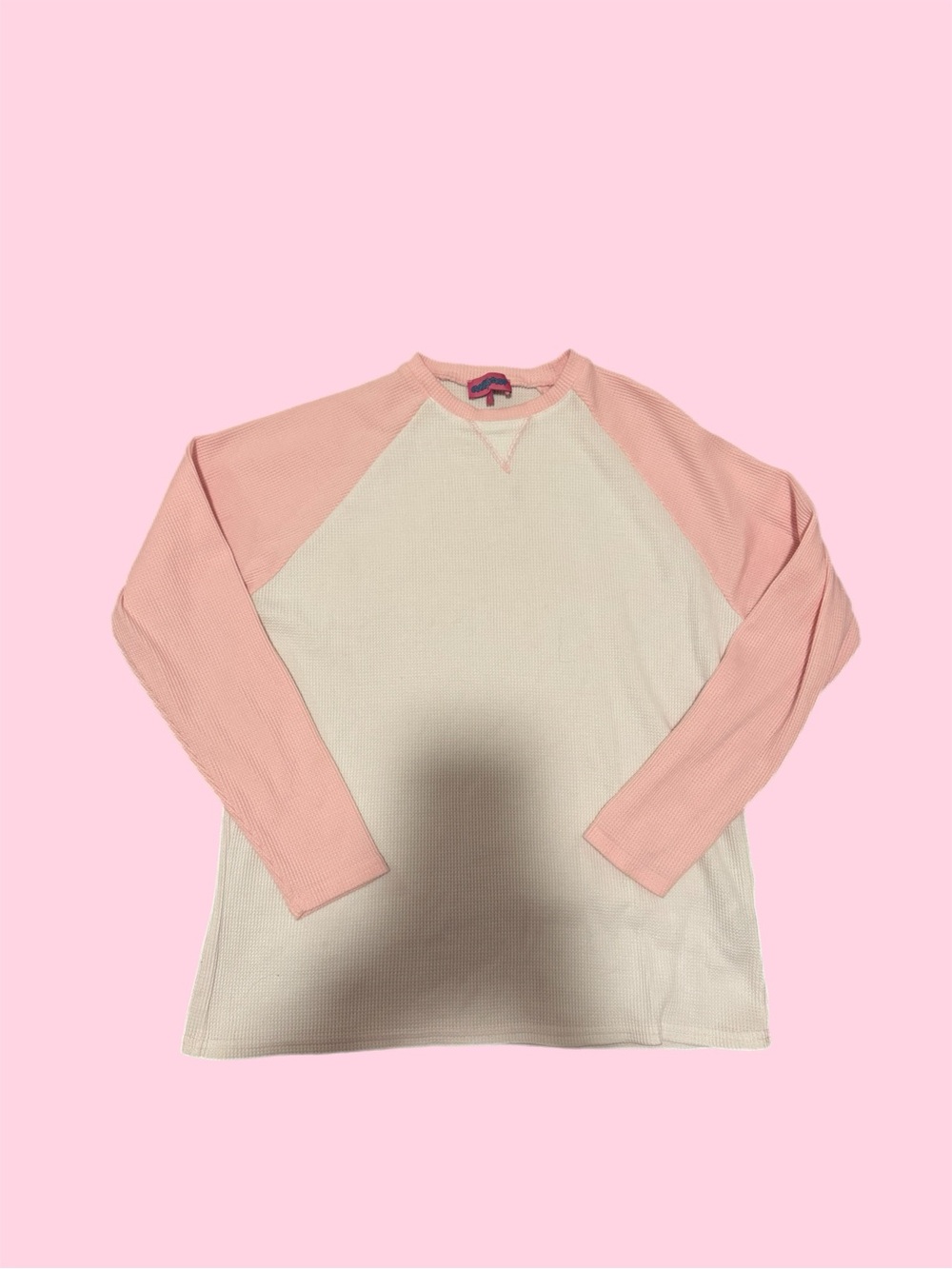 Edikted women’s Cream Body Pink Raglan Long Sleeve Tee